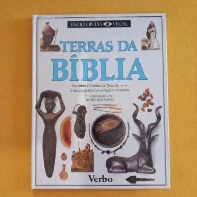 Capa do livro Terras da Bíblia, Enciclopédia Visual, com imagens bíblicas