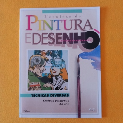 Capa de livro Técnicas de Pintura e Desenho com ilustração pop art e pincel