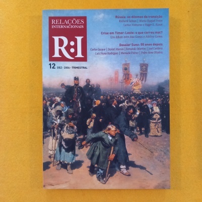 Capa da revista Relações Internacionais com pintura histórica e texto informativo