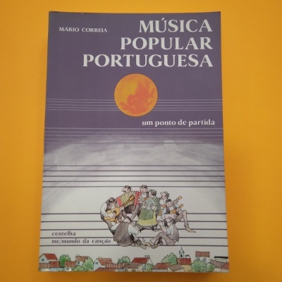 Capa de livro sobre música popular portuguesa com ilustração e texto