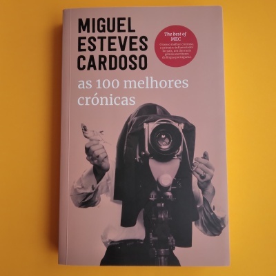 Capa de livro rosa com fotografia a preto e branco e texto preto e branco