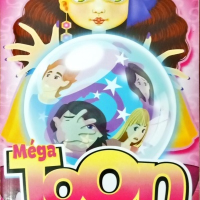 Capa de livro infantil com rapariga e bola de cristal colorida, fundo rosa e texto em destaque.