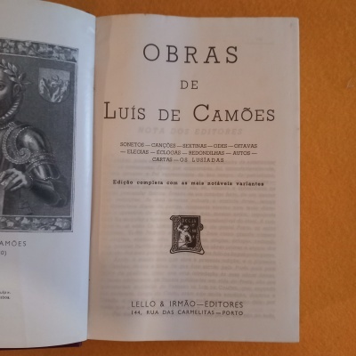 Página de título do livro 'Obras de Luís de Camões'