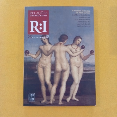 Capa revista Relações Internacionais com pintura clássica de três figuras femininas nuas