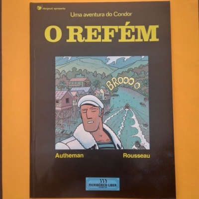 Capa de banda desenhada 'O REFÉM' com imagem e texto