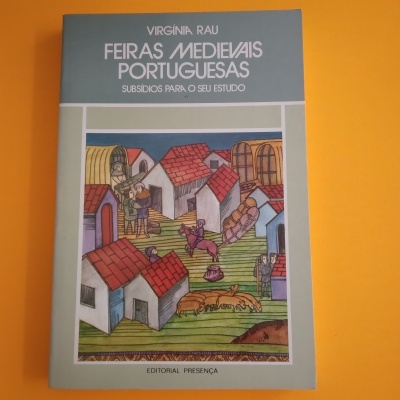 Capa de livro 'Feiras Medievais Portuguesas' com ilustração e texto
