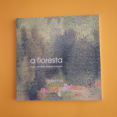 Capa de livro 'a floresta' com textura colorida em fundo amarelo