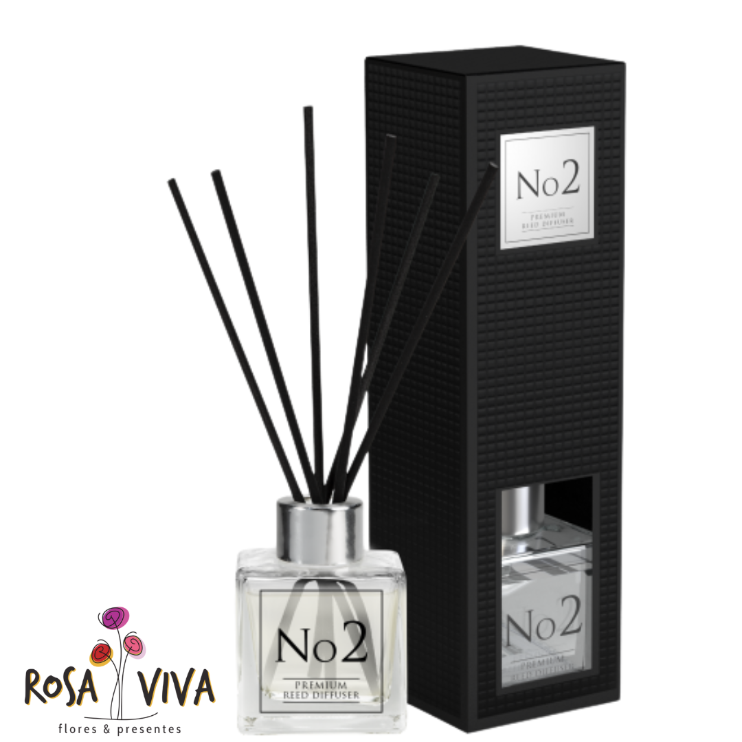 Difusor de ambiente premium No2 com frasco de vidro e caixa preta
