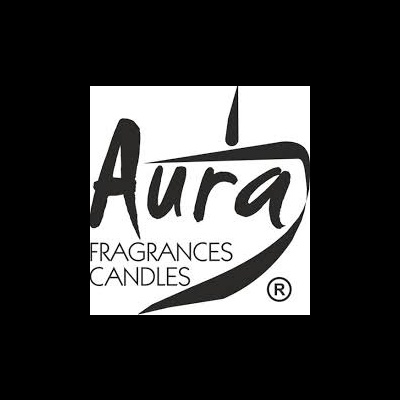Logótipo Aura Fragrances Candles em preto e branco