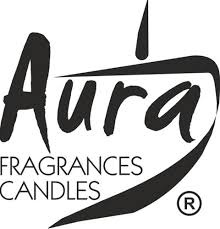 Logótipo Aura Fragrances Candles em preto e branco
