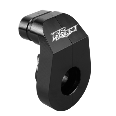 Peça mecânica preta em metal com logótipo RR EXTREME