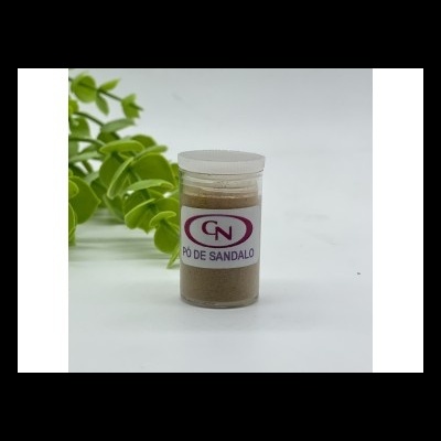 Frasco com pó de sândalo e rótulo CN