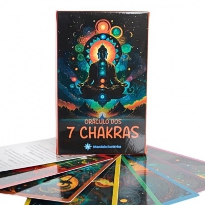 Cartas de oráculo ORÁCULO DOS 7 CHAKRAS com caixa e cartas coloridas