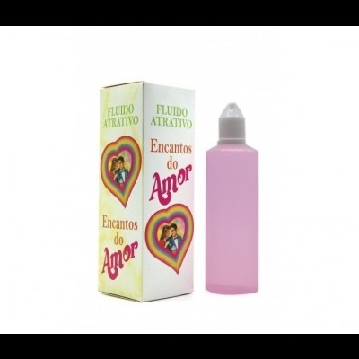 Frasco rosa com caixa branca de fluido atrativo Encantos do Amor