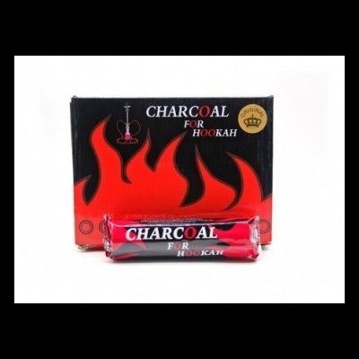 Embalagem de carvão para narguilé com chamas vermelhas
