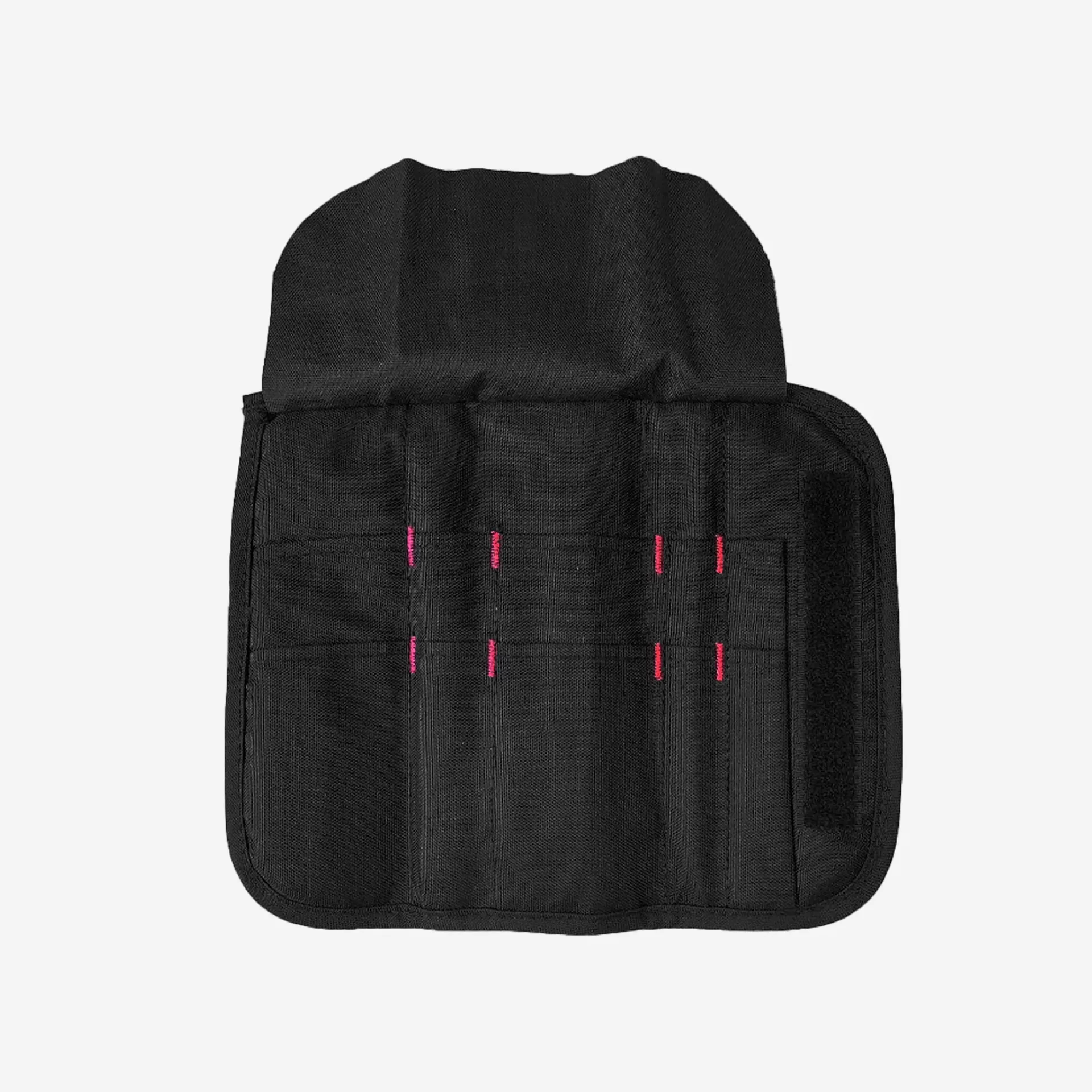 Estojo de Instrumentos em Tecido Bolsa organizadora preta com compartimentos e costuras rosas