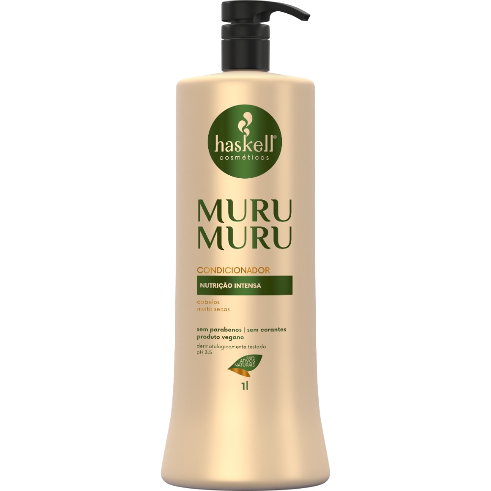 Condicionador Haskell Murumuru 1 Litro Frasco condicionador Haskell Muru Muru 1L com tampa preta