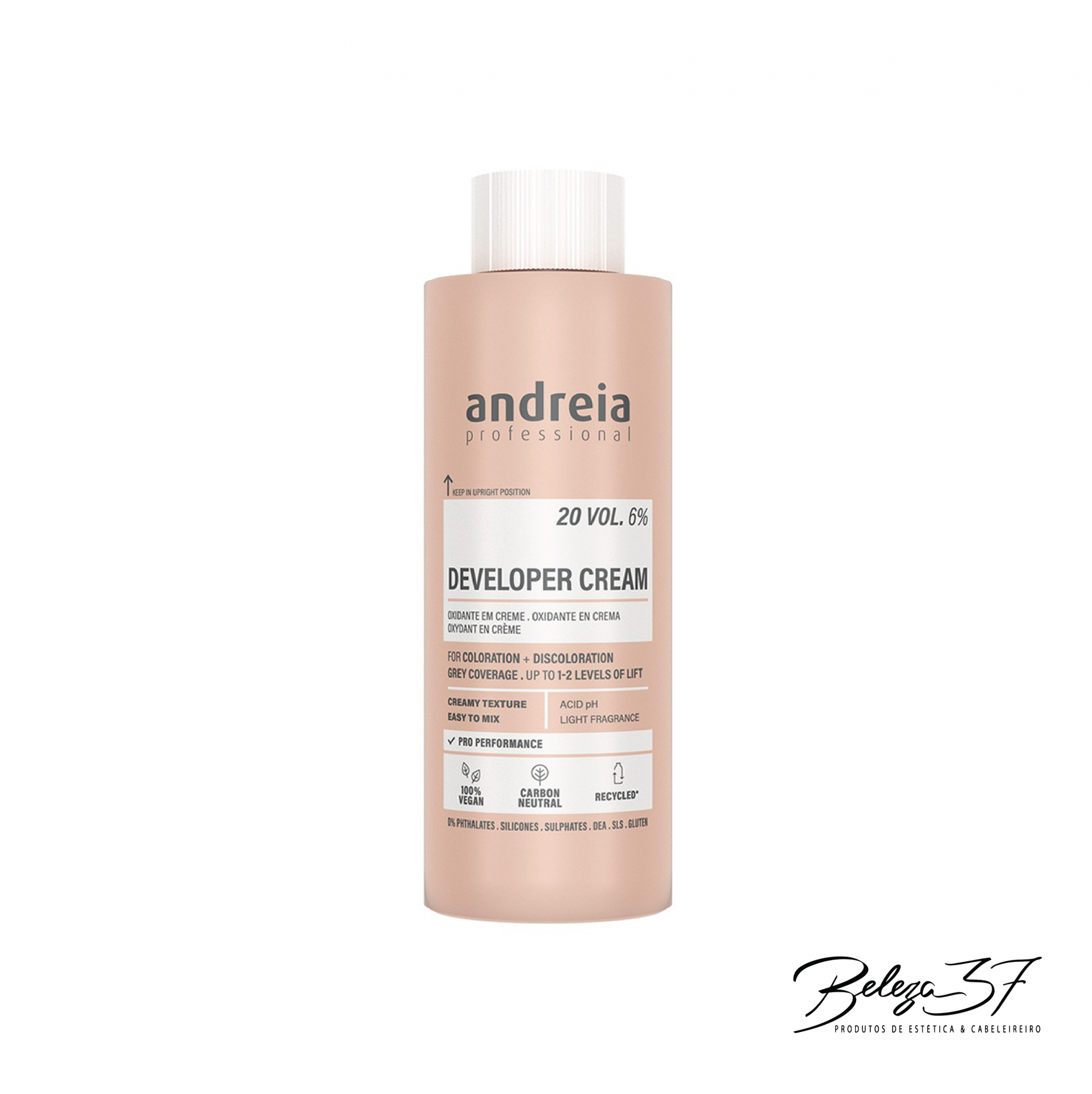 Oxidante Developer Andreia 20 Vol. 6% 150ML Frasco de creme desenvolvedor Andreia Professional 20 vol 6%