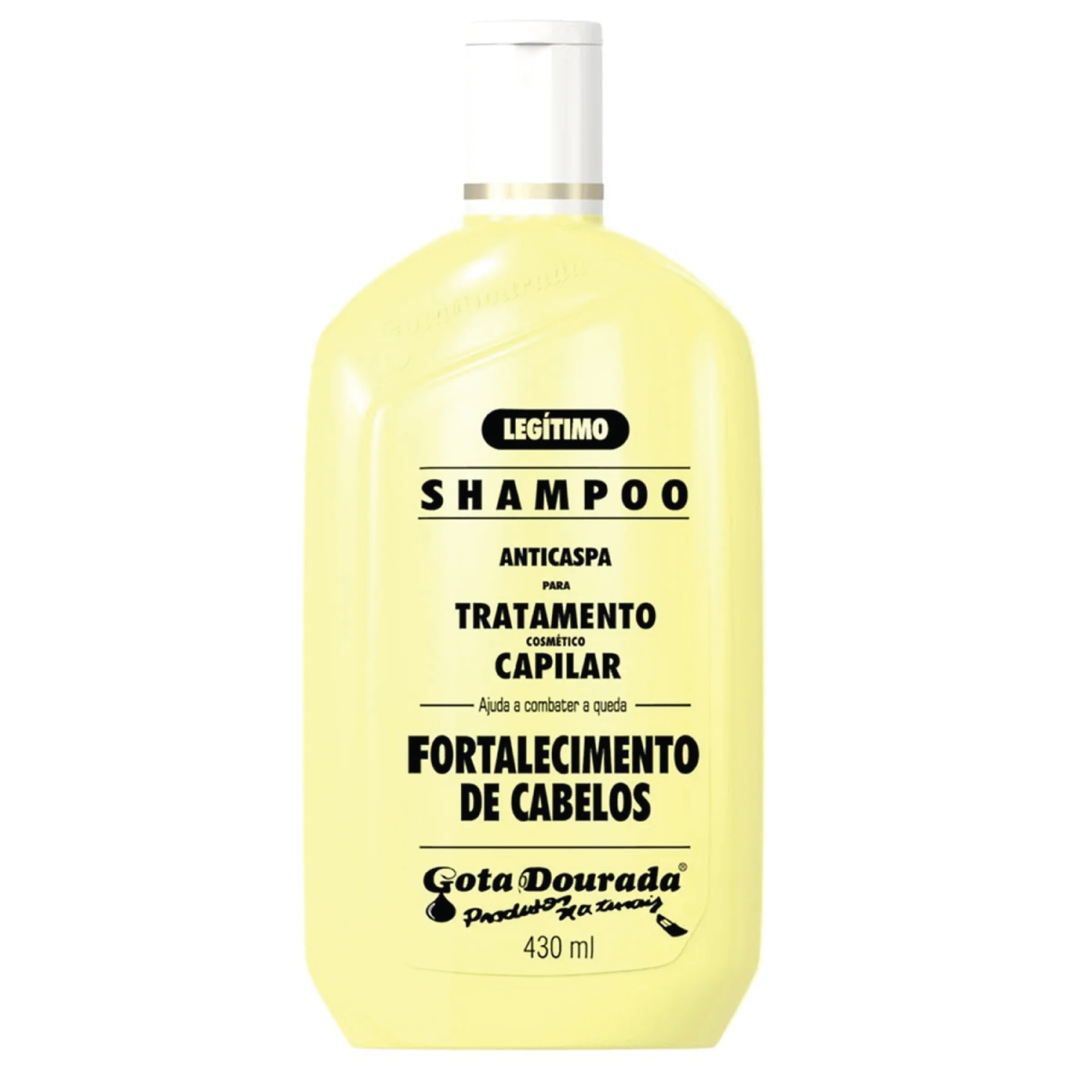 Shampoo Fortalecimento 430 ml Frasco amarelado de shampoo anticaspa LEGÍTIMO Gota Dourada 430 ml