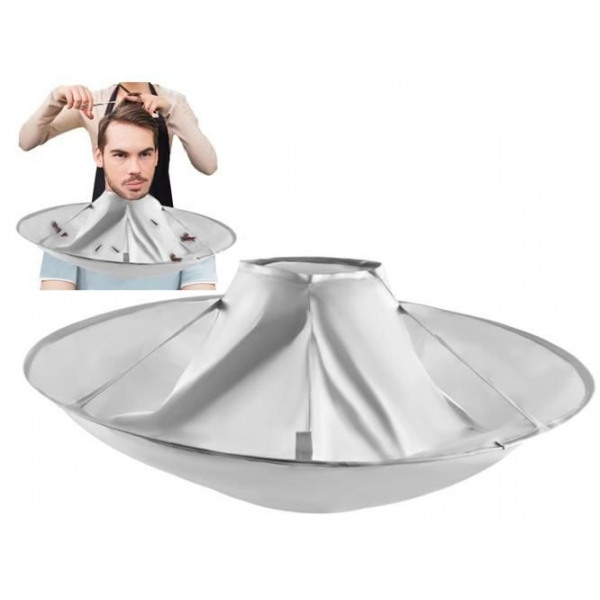Gola de Barbeiro Capa de corte de cabelo prateada circular com abertura para pescoço
