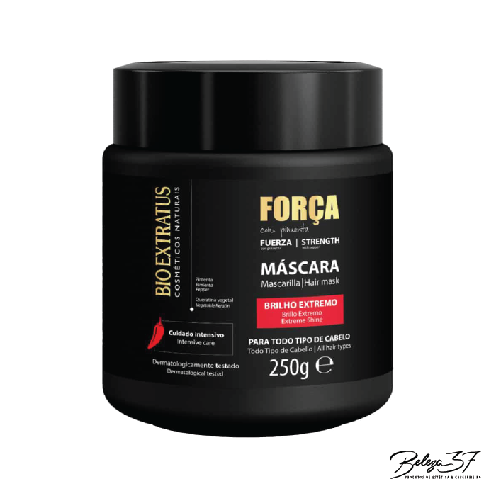 Máscara Força com Pimenta Bio Extratos 250g Máscara capilar Bioextratus Força embalagem preta 250g