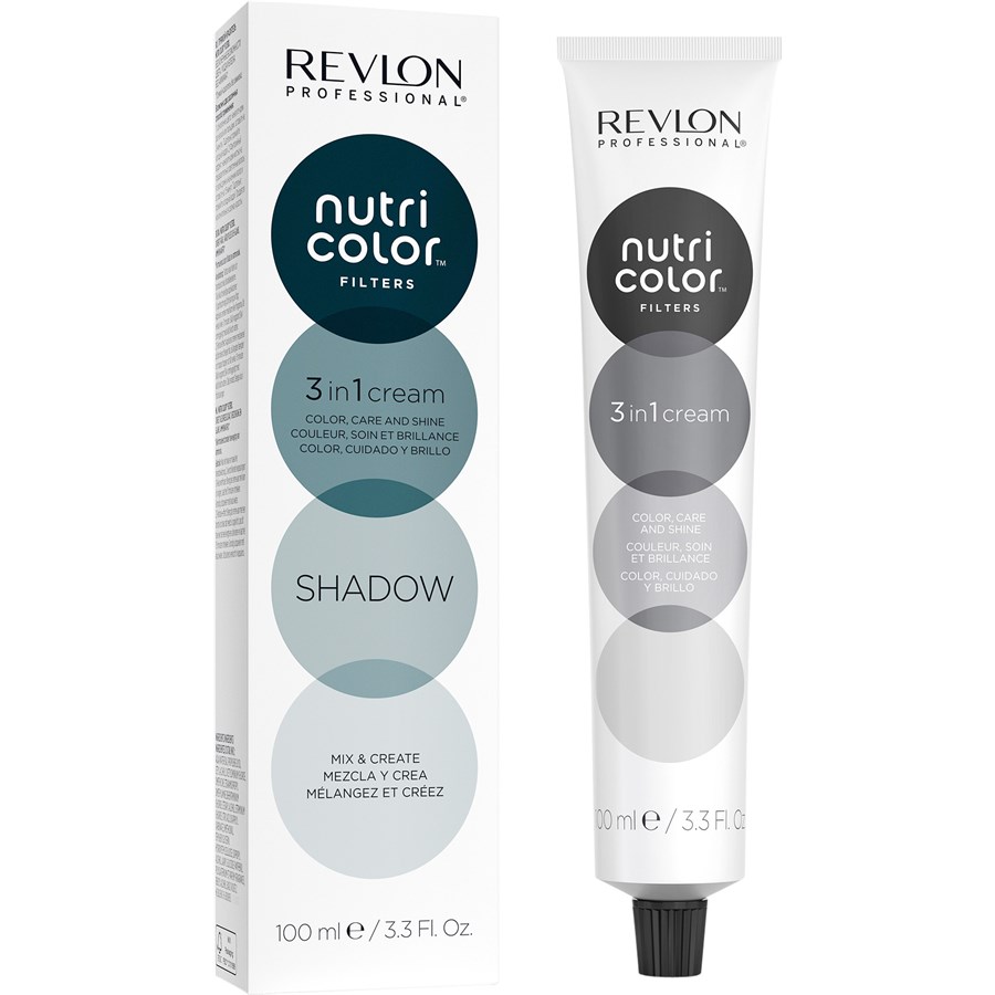Tubo e embalagem de creme colorante Revlon Nutri Color Filters 3 in 1 cream Shadow 100 ml
