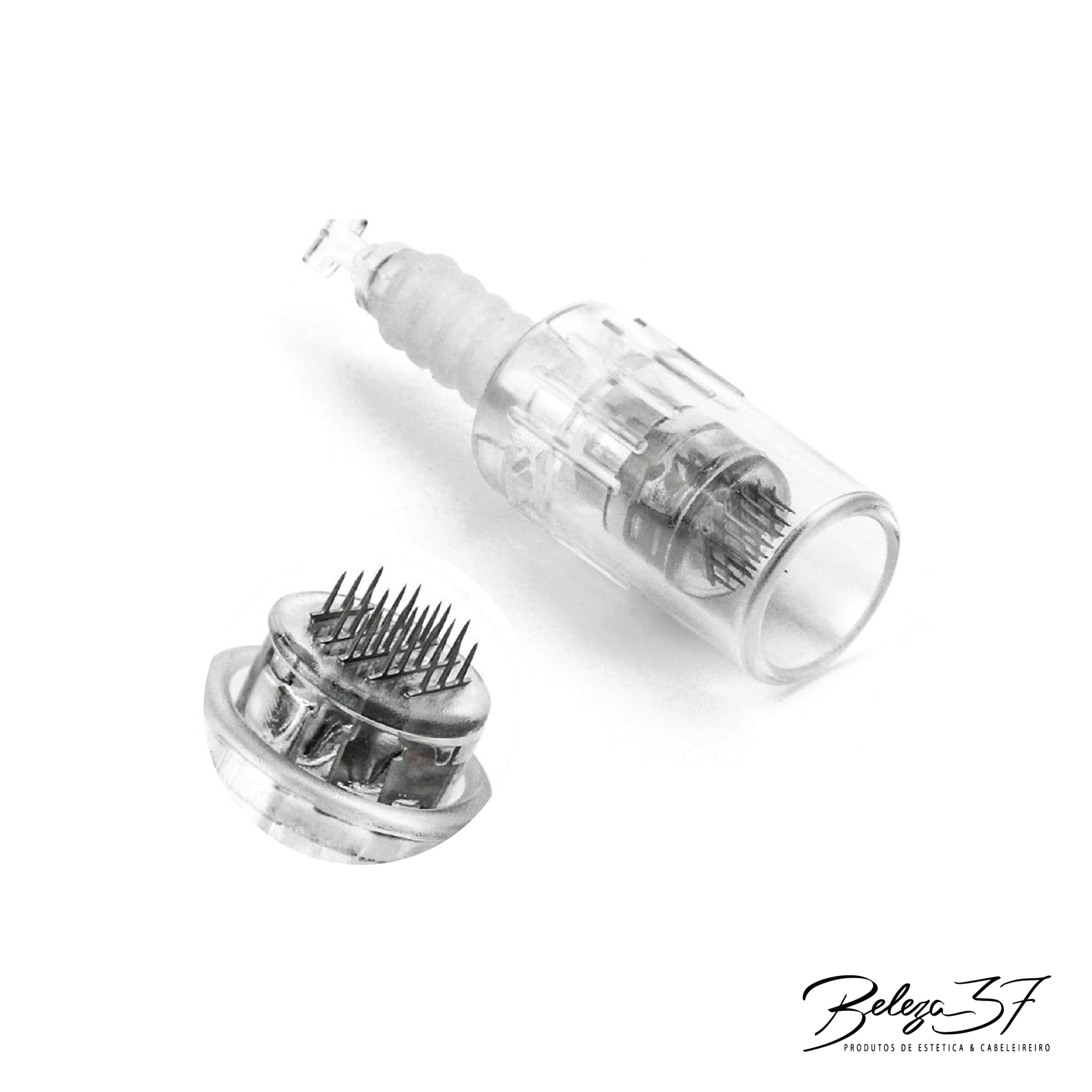 Ponteira 36 Agulhas Dermapen Conjunto de micropontos de derma roller transparentes com agulhas finas de metal