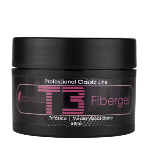 Frasco preto 50ml gel unhas T3 Fibergel