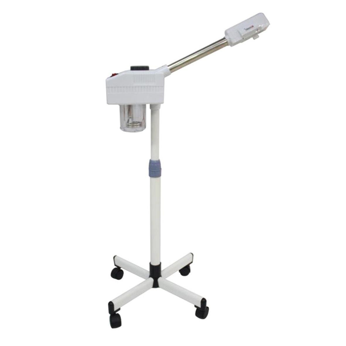 Aparelho de steamer facial profissional branco com base de rodas