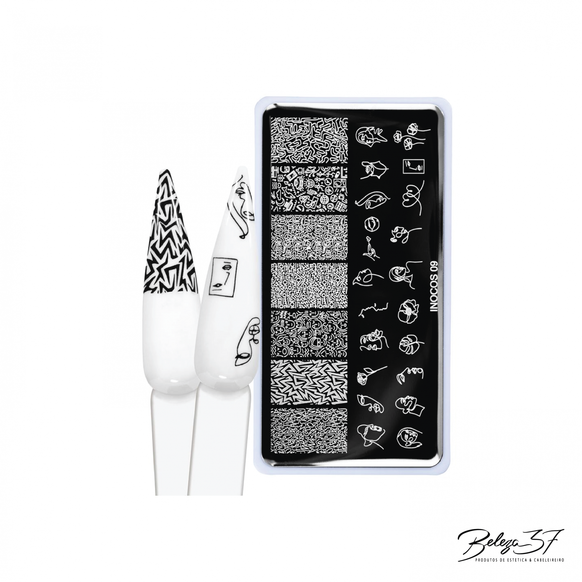 Placas Carimbo Inocos - 09 - Urban Conjunto de carimbos para unhas com placa de desenhos em preto e branco