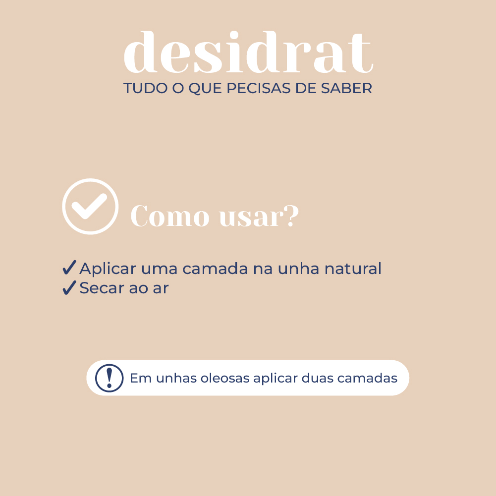 Vitamin Desidrat INOCOS - Desidratante Suave de Unha Instruções de uso do produto desidrat para unhas em fundo bege