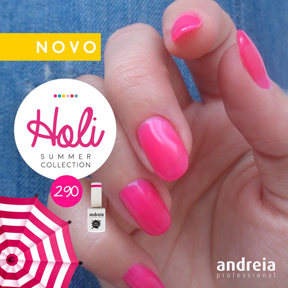 Verniz Gel Andreia 290 (Rosa Forte) Unhas pintadas de rosa neon com verniz Holi da marca andreia Professional