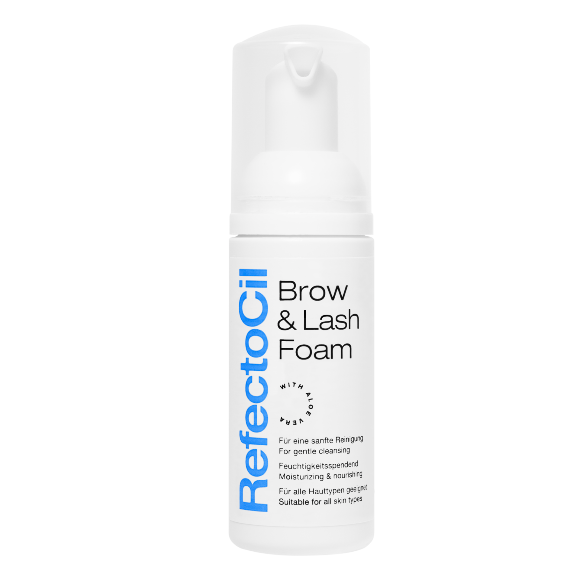 Espuma de Limpeza para Pestanas e Sobrancelhas - RefectoCil Brow and Lash Foam 45ml Frasco branco de espuma para sobrancelhas e pestanas RefectoCil