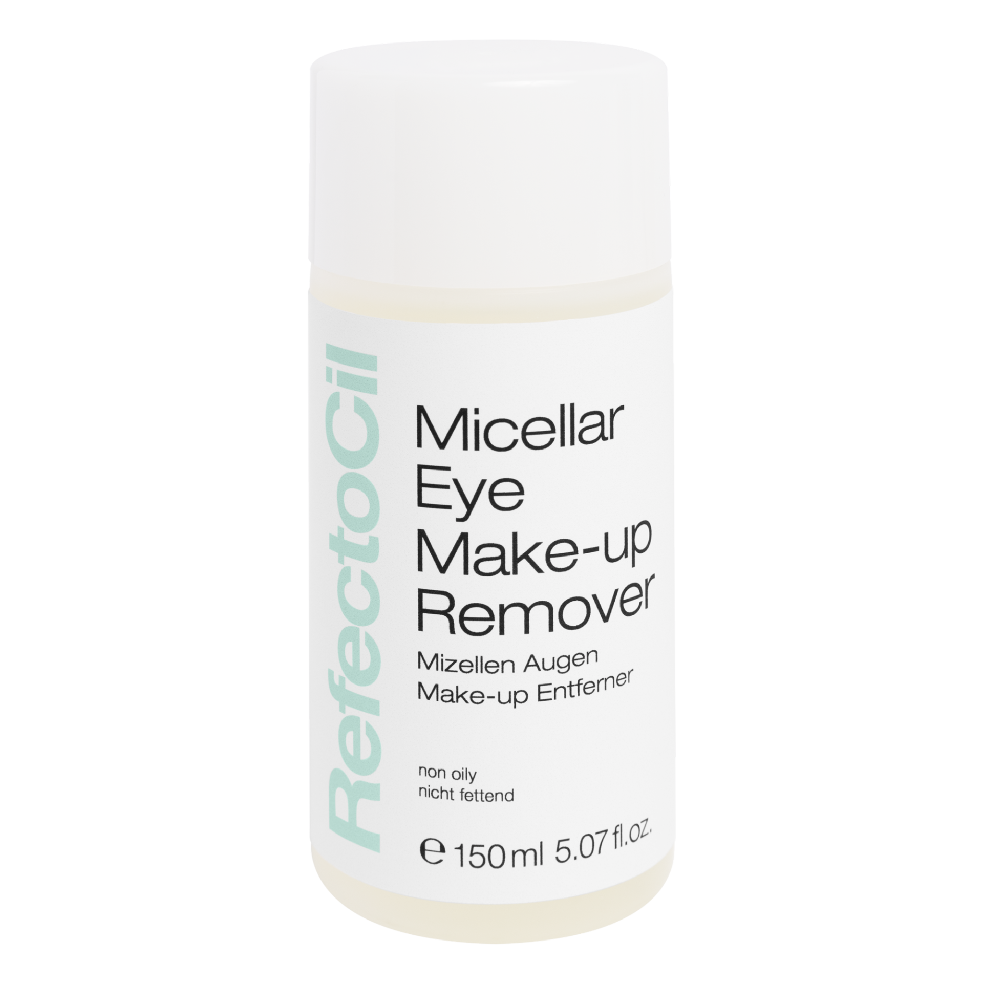 Frasco branco de removedor de maquilhagem para olhos RefectoCil 150 ml