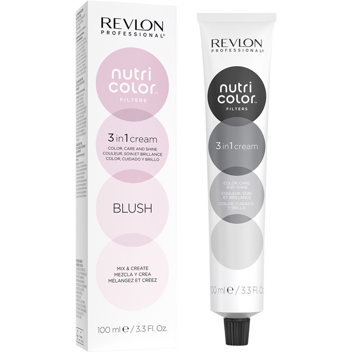 Embalagem e tubo de creme para cabelo REVLON nutri color blush