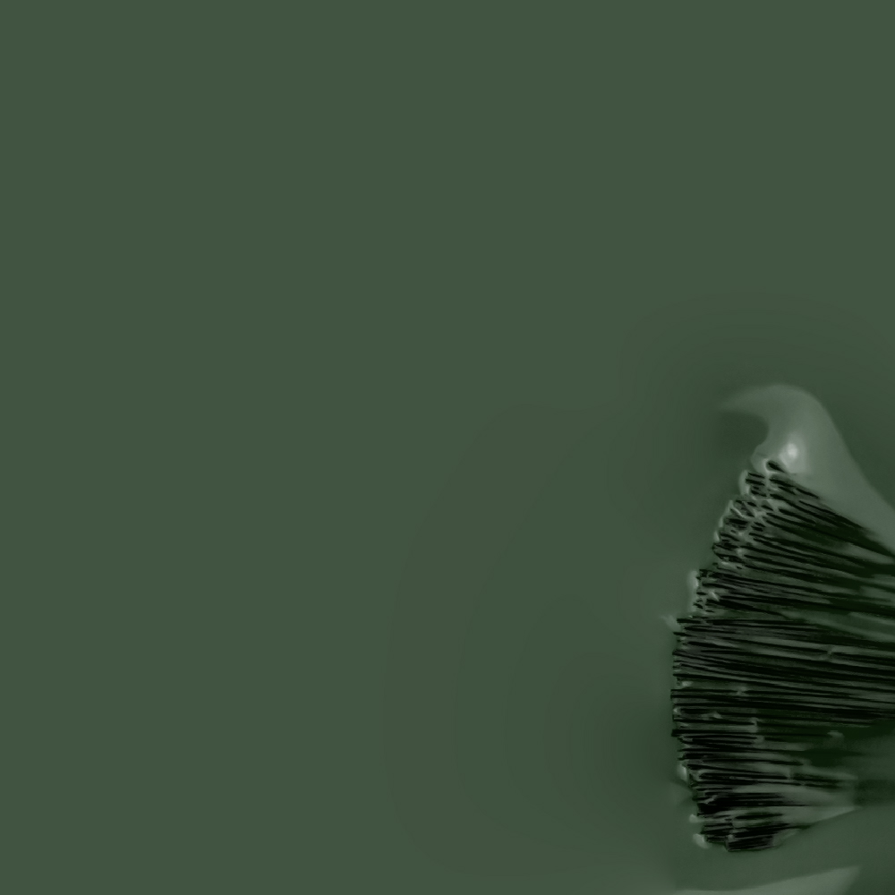 Verniz Gel Inocos NT1 - Hortelã Natura 15ml Pincel de maquilhagem com cerdas pretas e creme claro, fundo verde escuro.