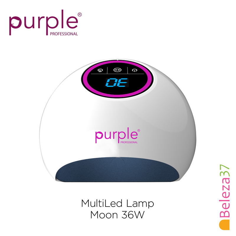 Catalisador Purple MultiLed Lamp Moon 36W Lâmpada MultiLed branca e roxa para unhas com display digital.