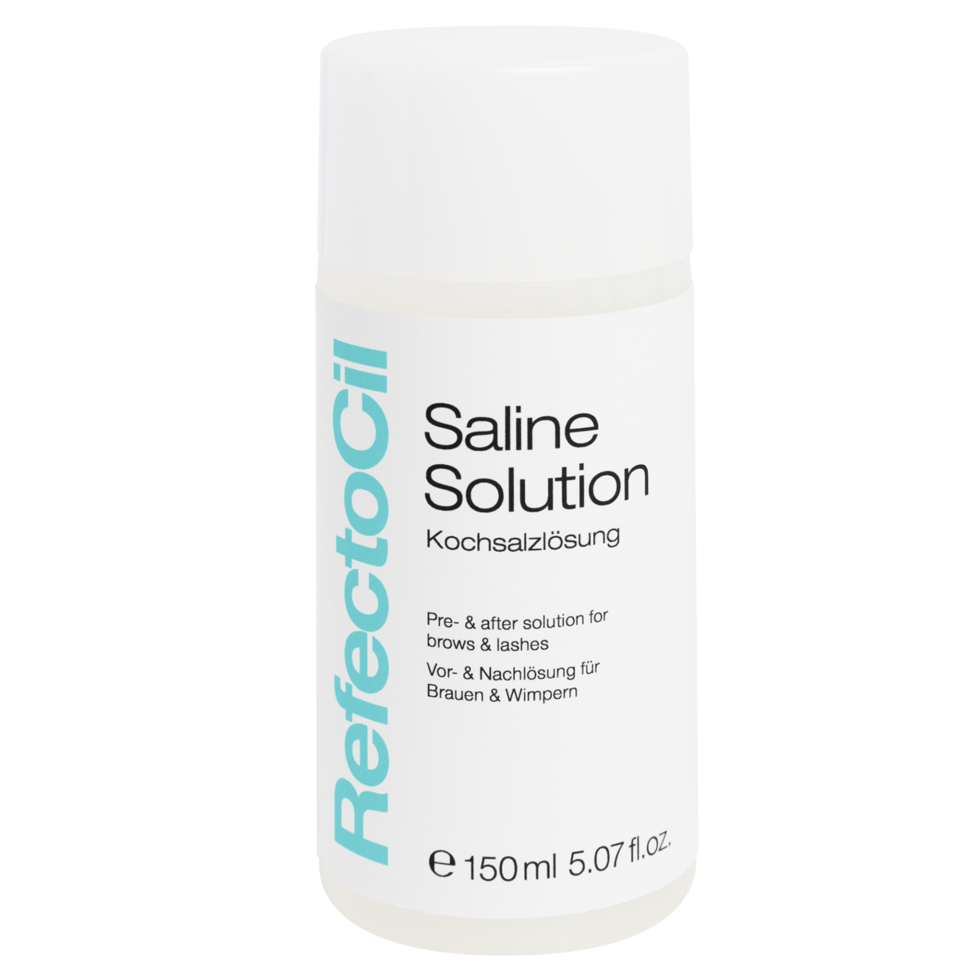 RefectoCil Saline Solution 150ml Frasco branco de solução salina RefectoCil para sobrancelhas e pestanas