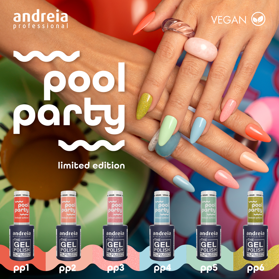The Gel Polish Andreia - Coleção Pool Party (6 Cores) Promoção de verniz gel pool party Andreia com seis cores pastel em unhas alongadas