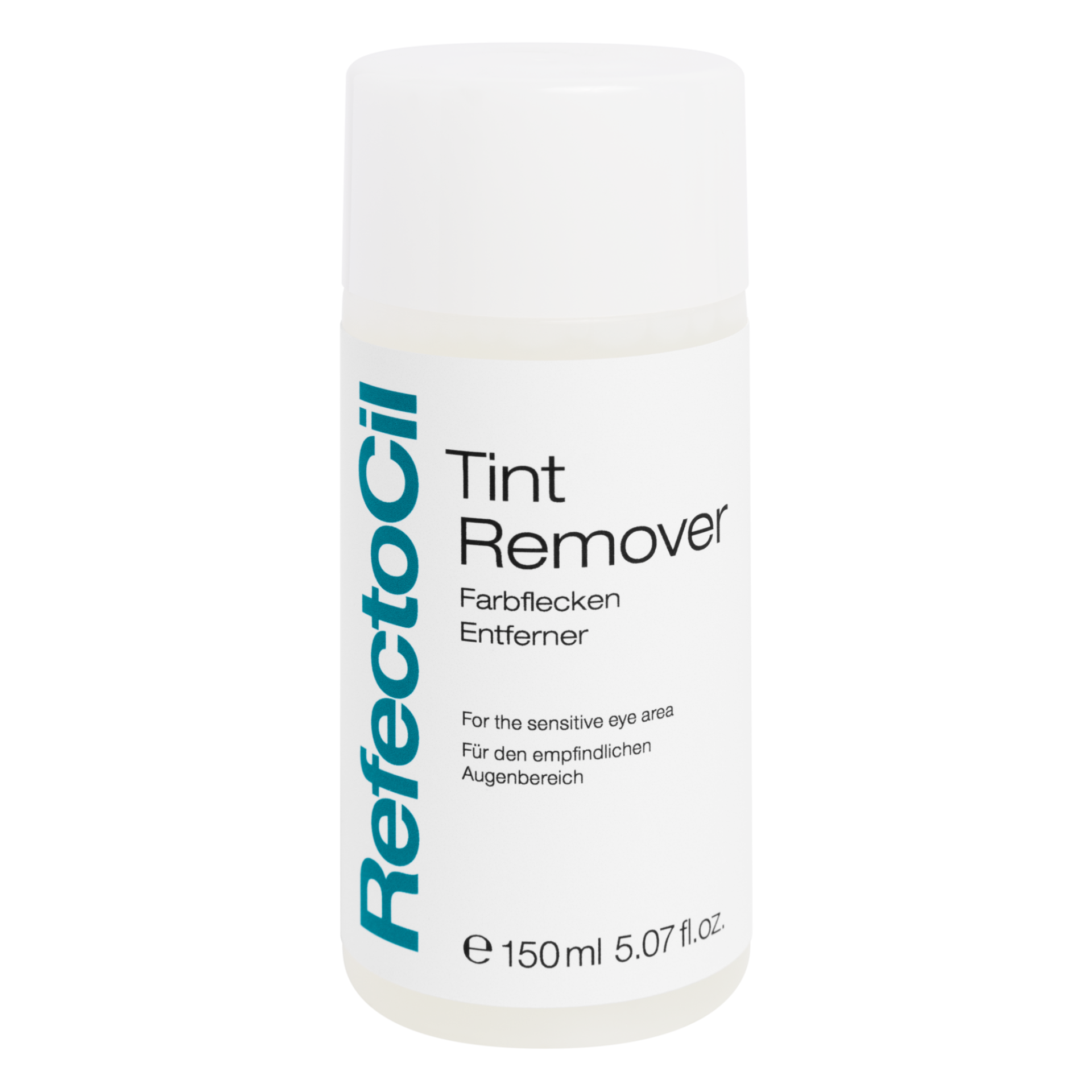 RefectoCil Tint Remover 150ml Frasco de RefectoCil Tint Remover branco com texto azul e preto