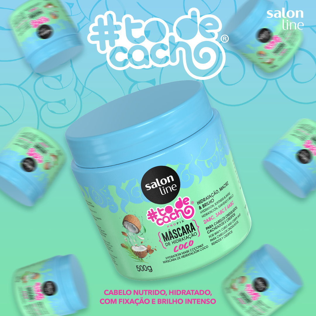Salon Line #todecacho - Máscara Côco 500ml Pote de máscara para cabelo Salon Line #todecacho com embalagem verde clara e tampa azul