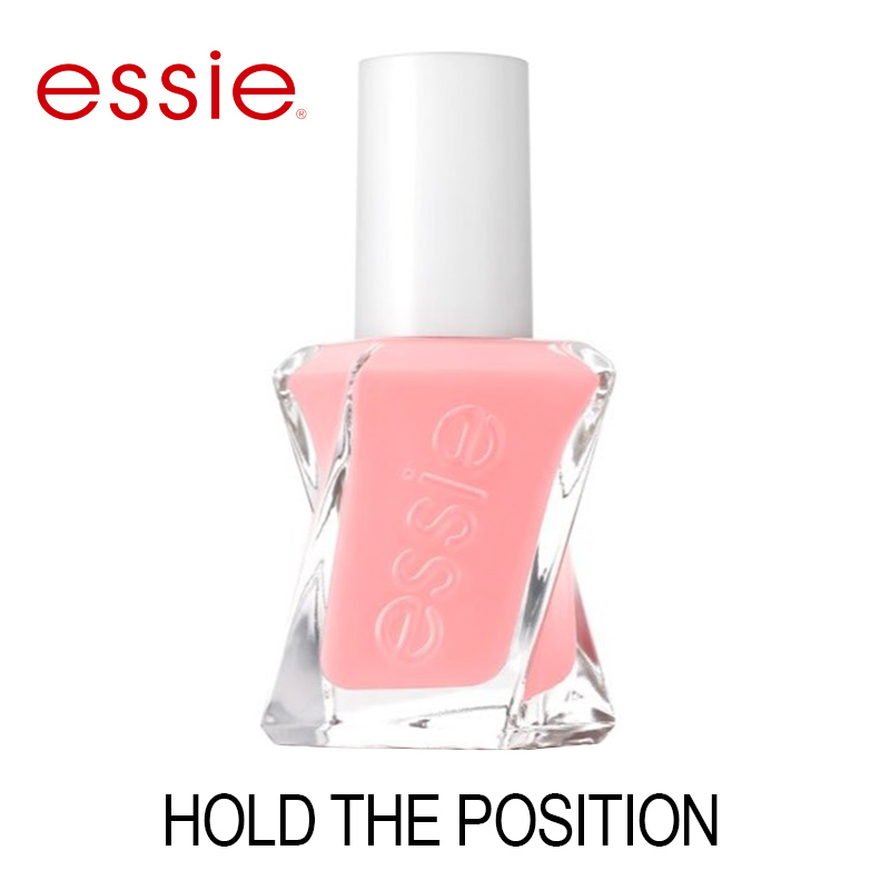 Essie Gel Couture 1037 - Hold The Position Frasco de verniz de unhas rosa da essie com tampa branca e texto