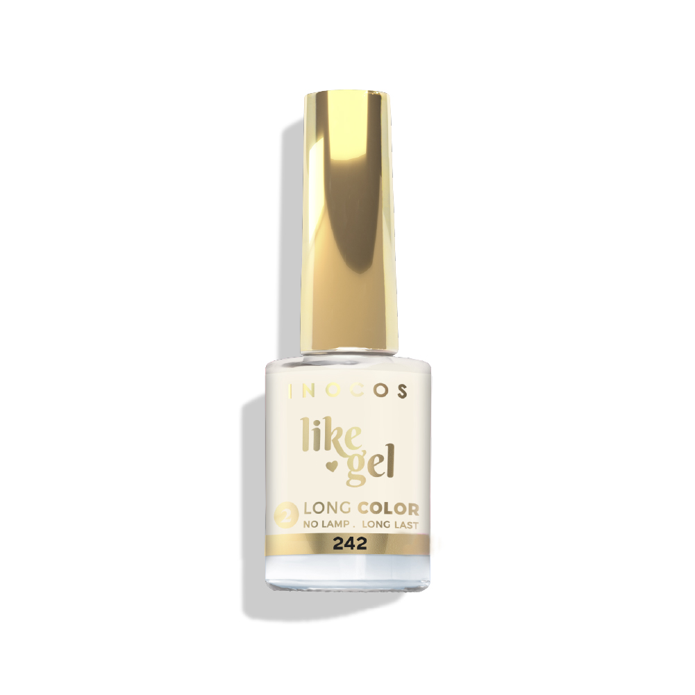 Like Gel INOCOS 242 Branco Marfim Suave Frasco de verniz de unhas INOCOS like gel com tampa dourada