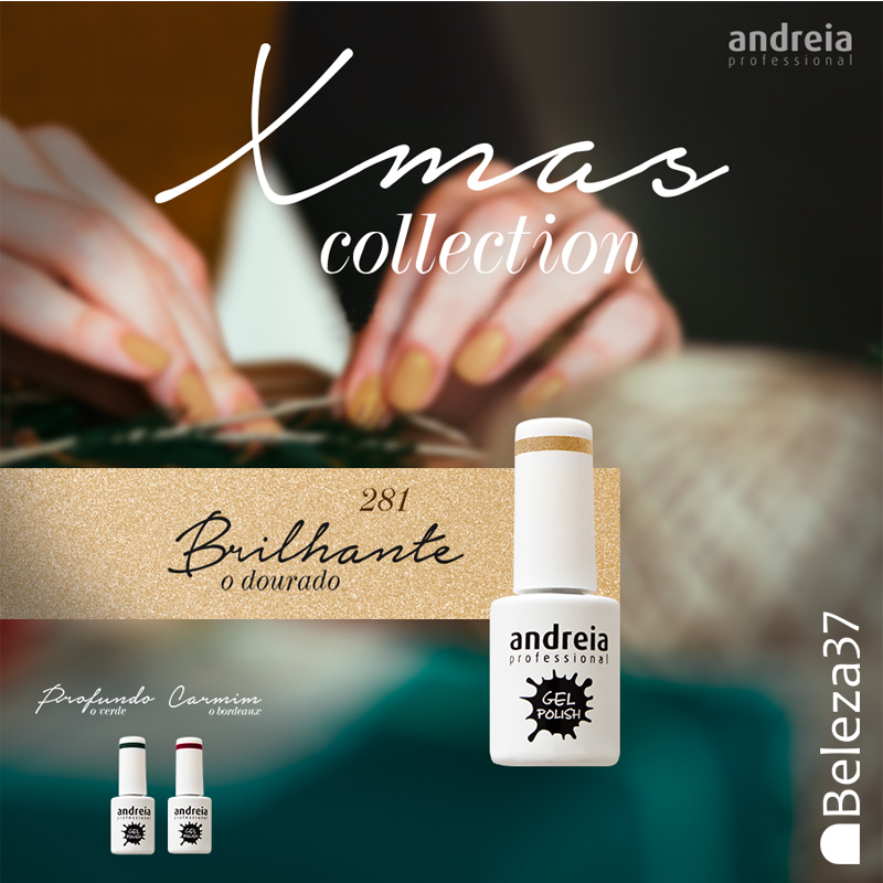Verniz Gel Andreia 281 (Dourado) Verniz gel branco Andreia Professional cor 281 Brilhante o dourado na coleção Xmas
