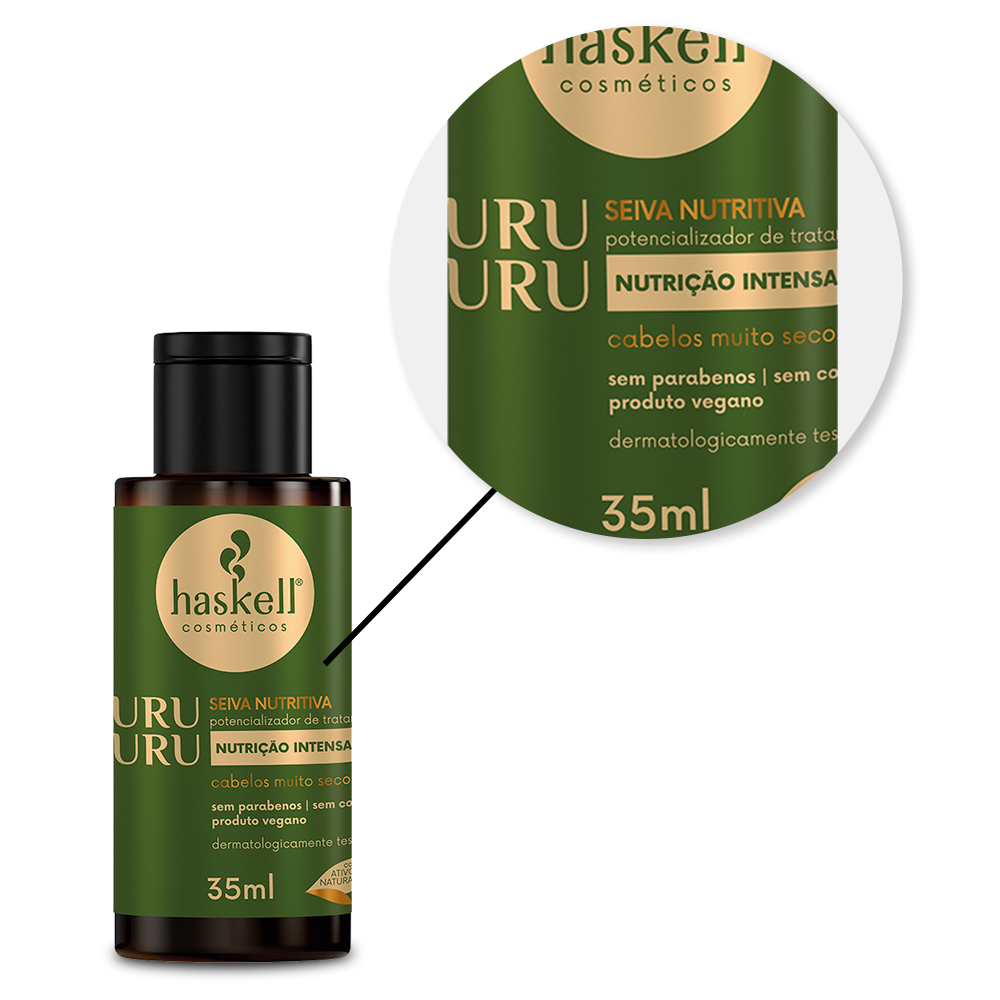 Seiva Murumuru Haskell 35ml Frasco pequeno de cosmético Haskell Seiva Nutritiva URU URU 35 ml