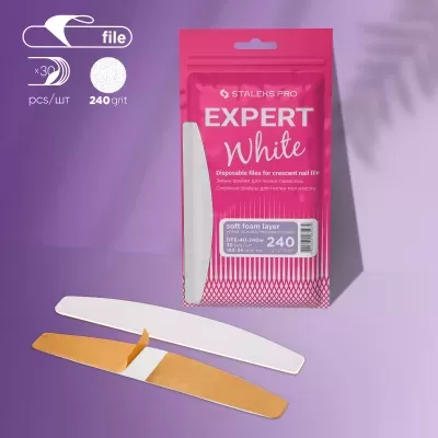Lima de unha descartável branca com embalagem rosa STALEX PRO EXPERT White