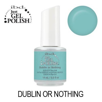 frasco de esmalte gel azul esverdeado Ibd Just Gel Polish Dublin or Nothing