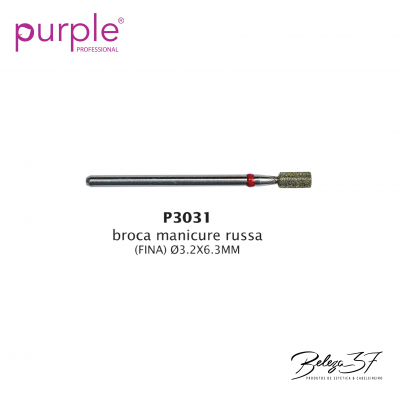 Broca manicure russa fina Purple Professional P3031 com ponta esmerilhada e haste metálica