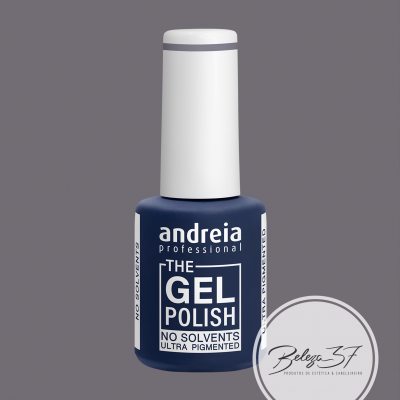 Verniz gel azul escuro Andreia Professional com tampa branca e texto branco