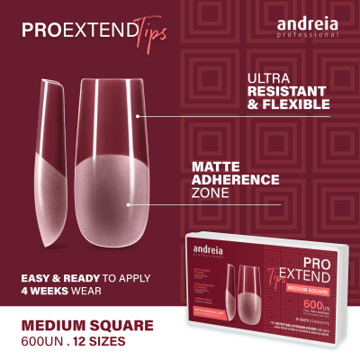 Caixa de tips para unhas Andreia Professional com duas unhas artificiais cor rosa
